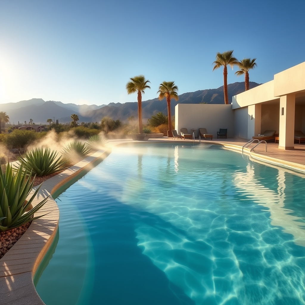 A natural hot springs mineral pool at a Desert Hot Springs wellness resort